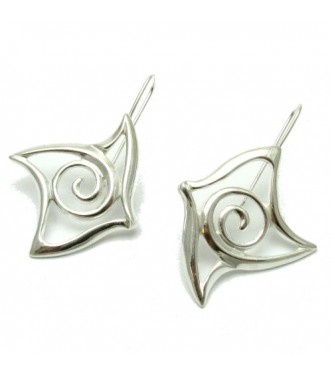 E000609 Sterling Silver Earrings Solid Spiral  925